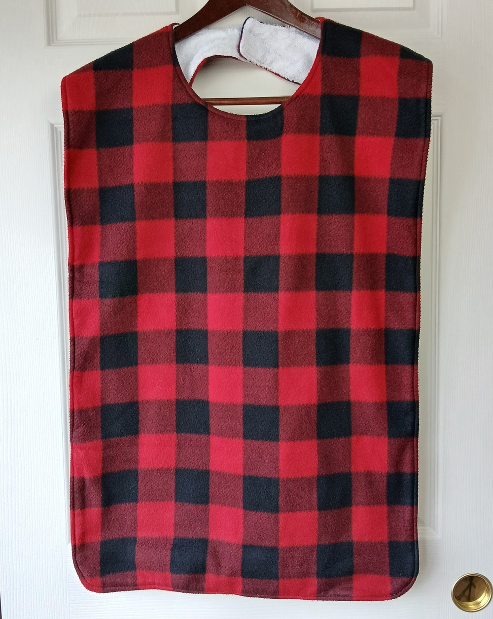 Handmade Adult Bib flannel terry cloth single patch hook-loop closure 34"x19.5"